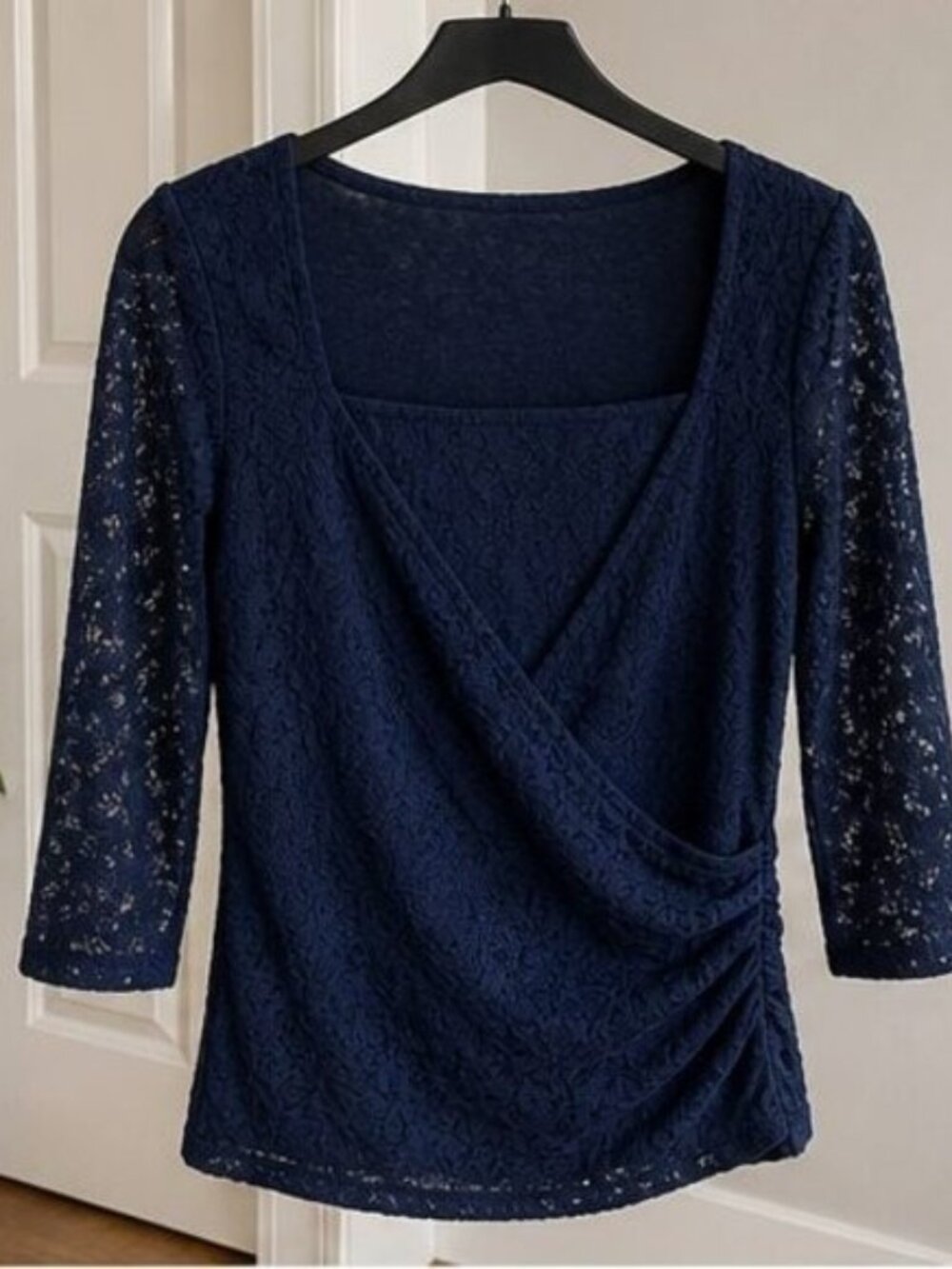 Navy Wrap Blouse